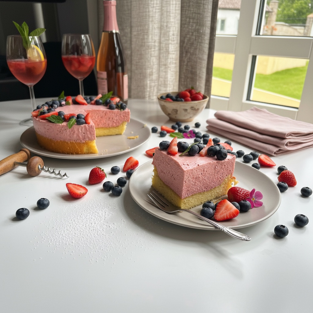 Keto pianka truskawkowa na wysokobiałkowym biszkopcie