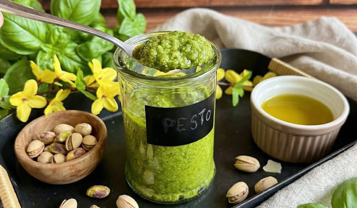 Domowe pesto bazyliowo-pistacjowe