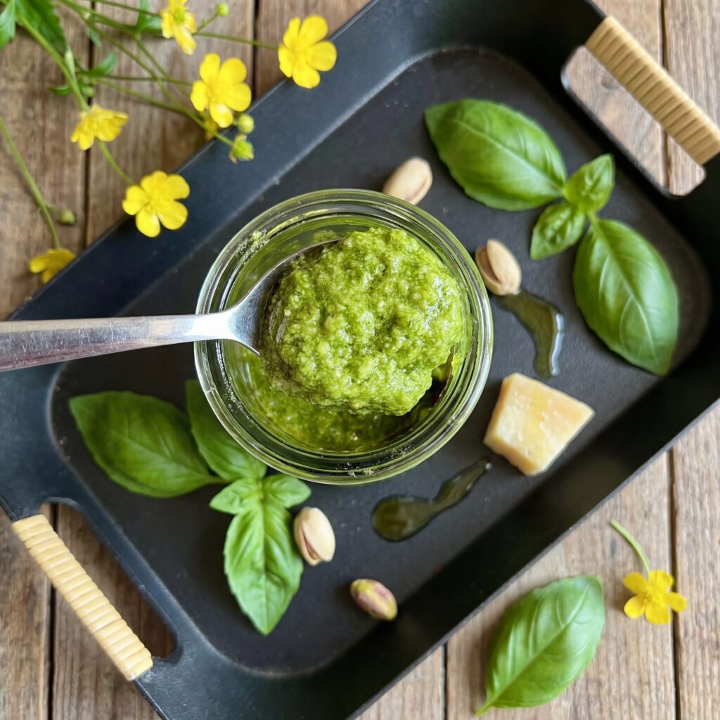 Domowe pesto bazyliowo-pistacjowe