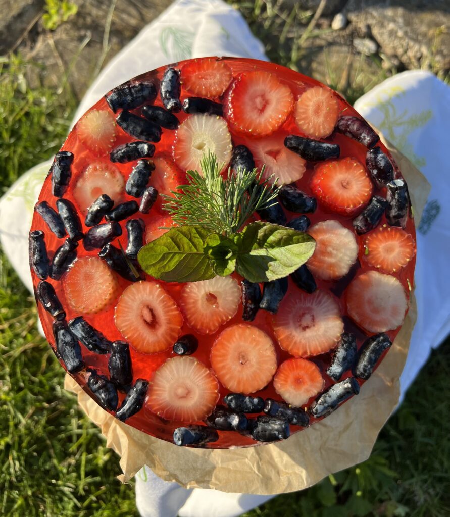 Keto sernik na zimno z dżemem, owocami sezonowymi i galaretką