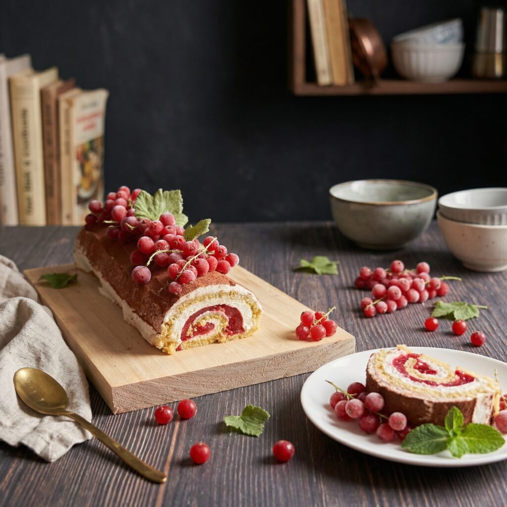Keto rolada z porzeczkową galaretką i kremem z białą czekoladą