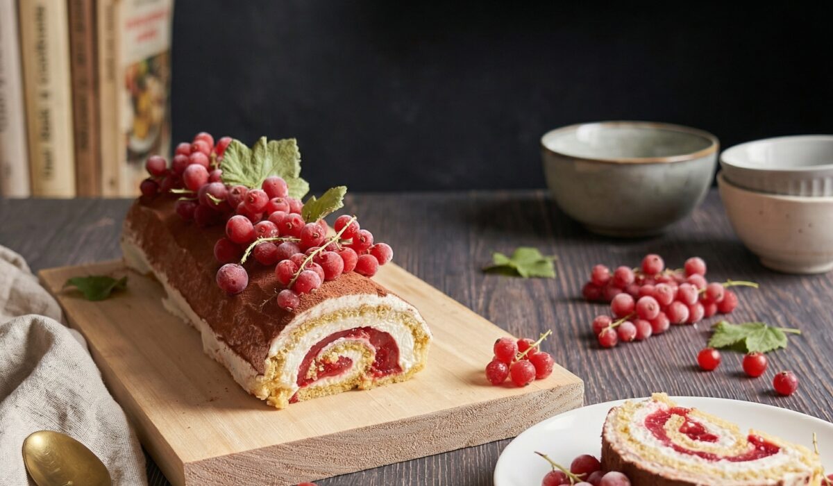 Keto rolada z porzeczkową galaretką i kremem z białą czekoladą