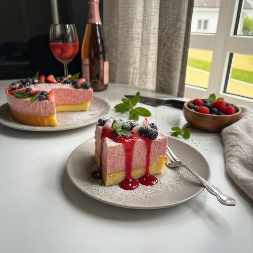 Keto pianka truskawkowa na wysokobiałkowym biszkopcie