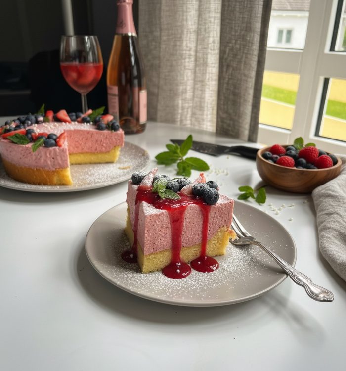 Keto pianka truskawkowa na wysokobiałkowym biszkopcie